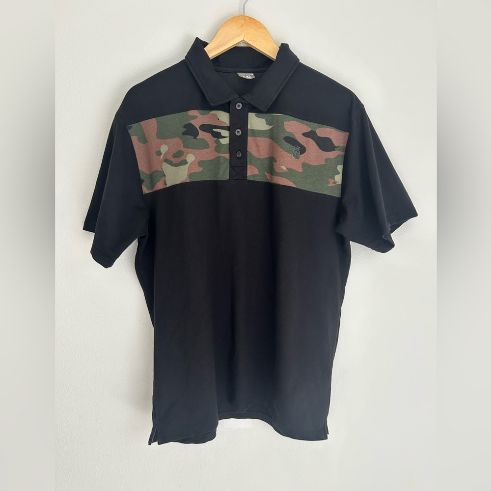 Moonshine Golf All Day Men’s  Polo Shirt In Black and Camouflage Size Large